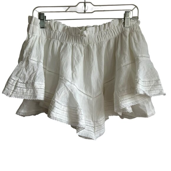 Aerie White Mini Gauze Skirt Shorts Lined Large New Fairy Boho Ruffle Y2K - Picture 7 of 9